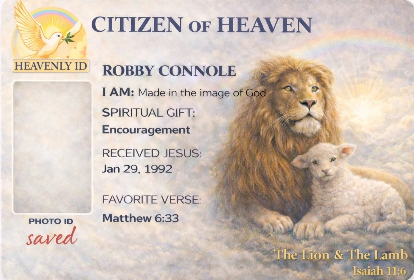 Example card front