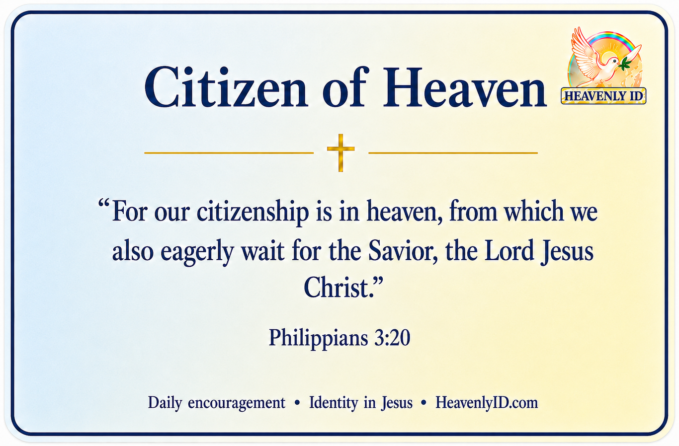 Citizen of Heaven ID card back
